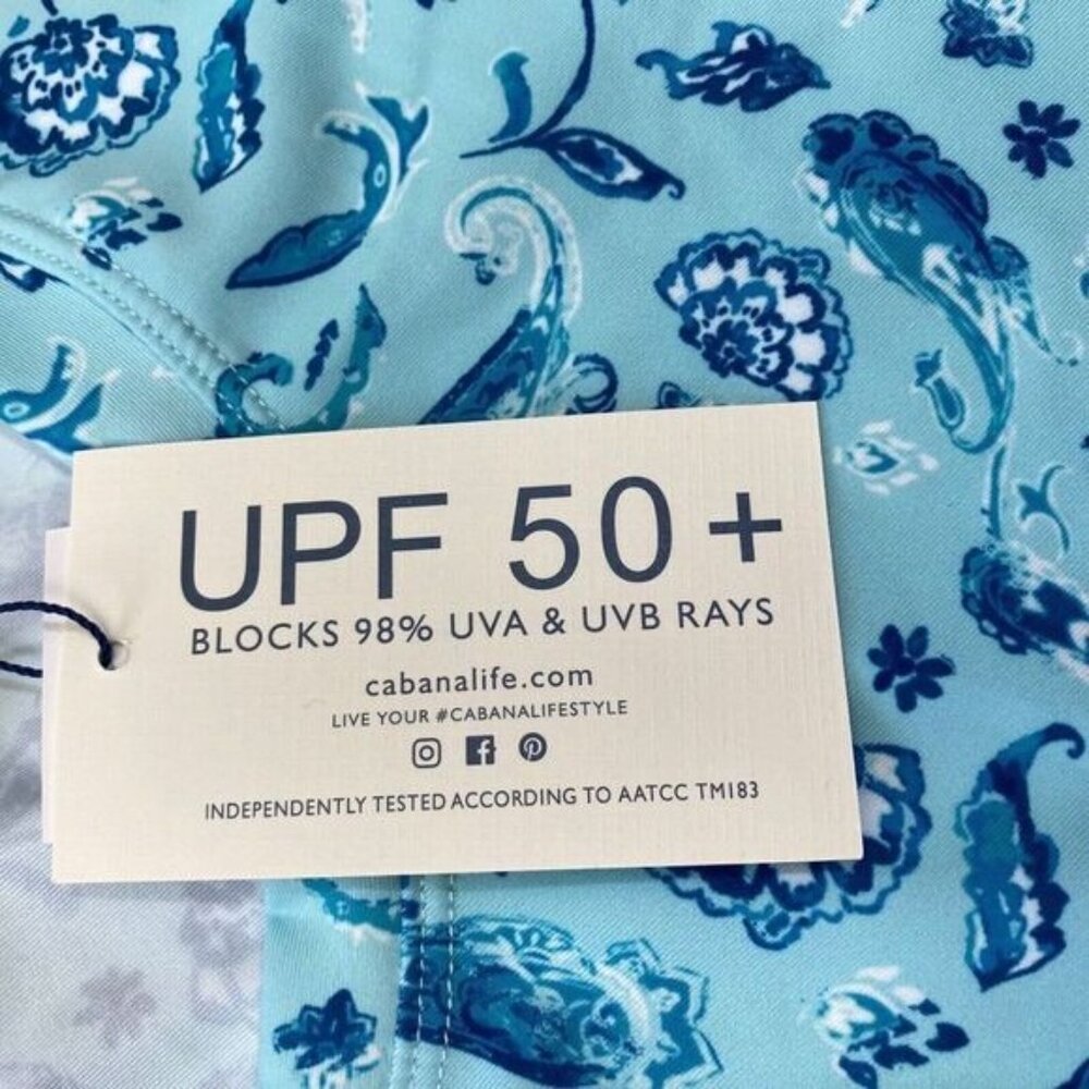 Women's Cabana Life Shift Dress Size M Short Sleeve Pockets Blue,UPF 50 New - Picture 6 of 16
